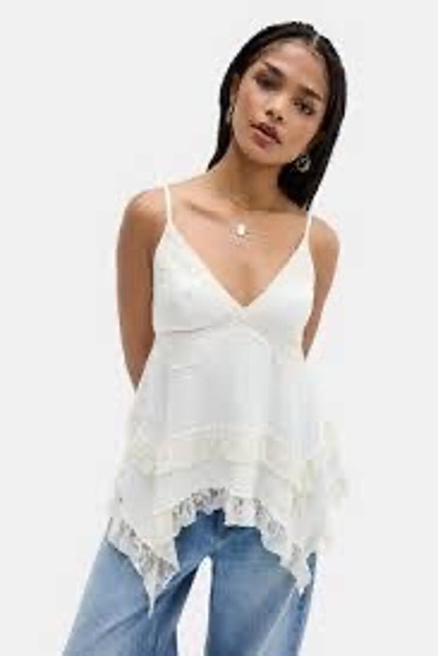 Urban Outfitters Kimchi Blue Aurora Top White Lace Babydoll Y2K Size S